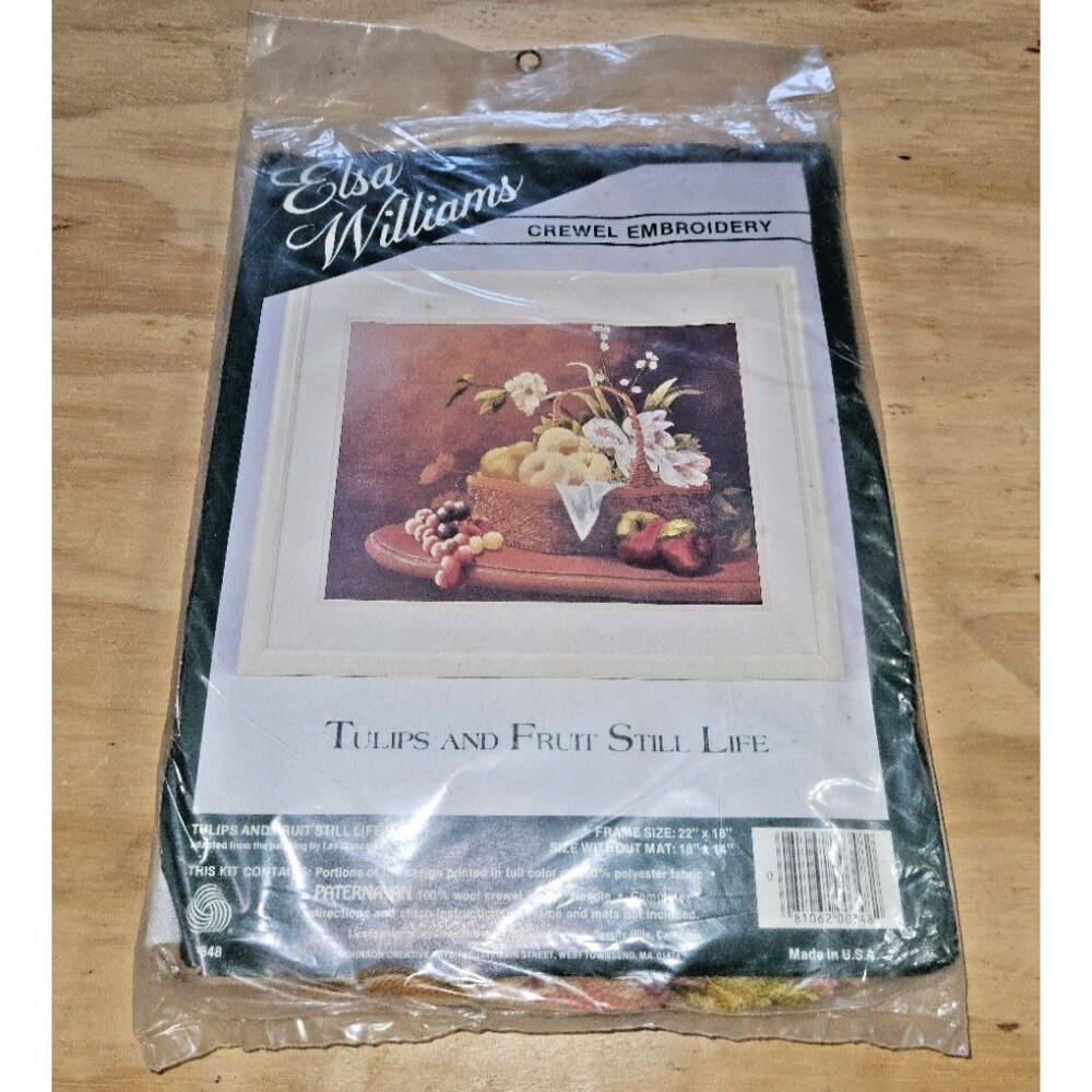 Elsa Williams Tulips and Fruit  Embroidery Kit Floral Flowers Craft Wool Yarn